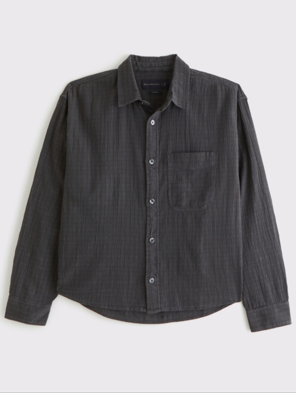 Abercrombie & Fitch Men's Dark Gray Crop Button-Up Shirt *NWT*